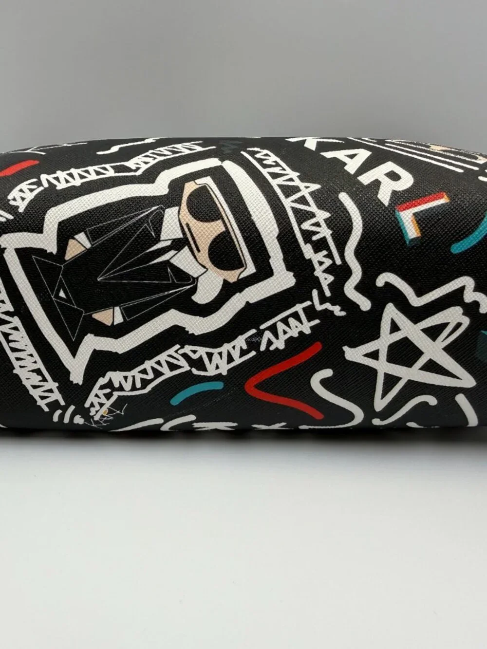 Karl Lagerfeld Paris Maybelle Graffiti Cosmetic Bag Makeup Case Pouch Black